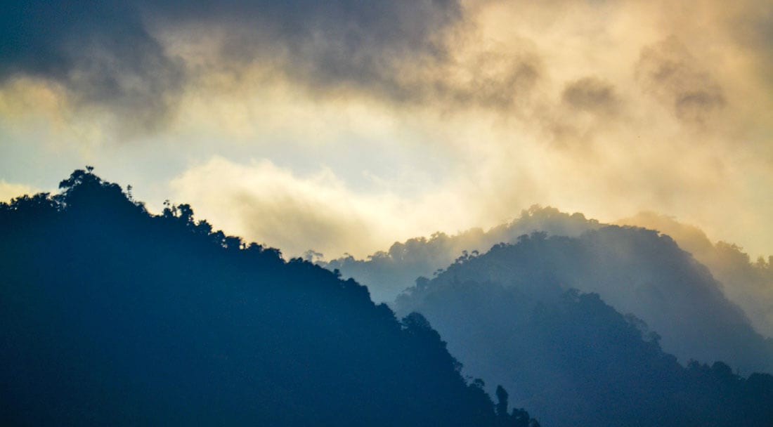 Misty mountains in Bahia Ballena, Costa Rica