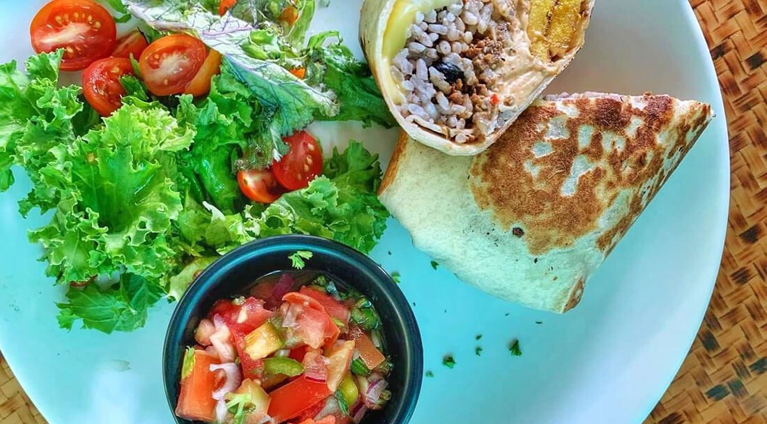 Vegan burrito from Indómitos in Uvita, Costa Rica