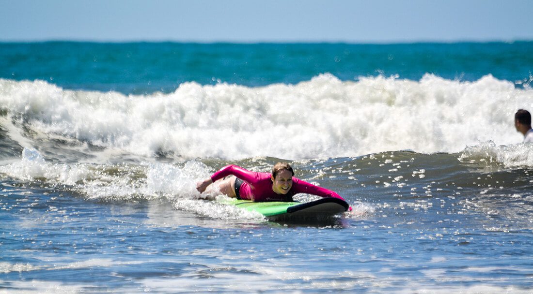 Surfing a whitewater wave