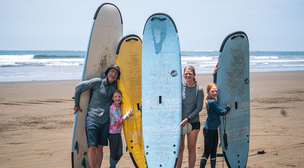 Family surf lesson in Costa Rica