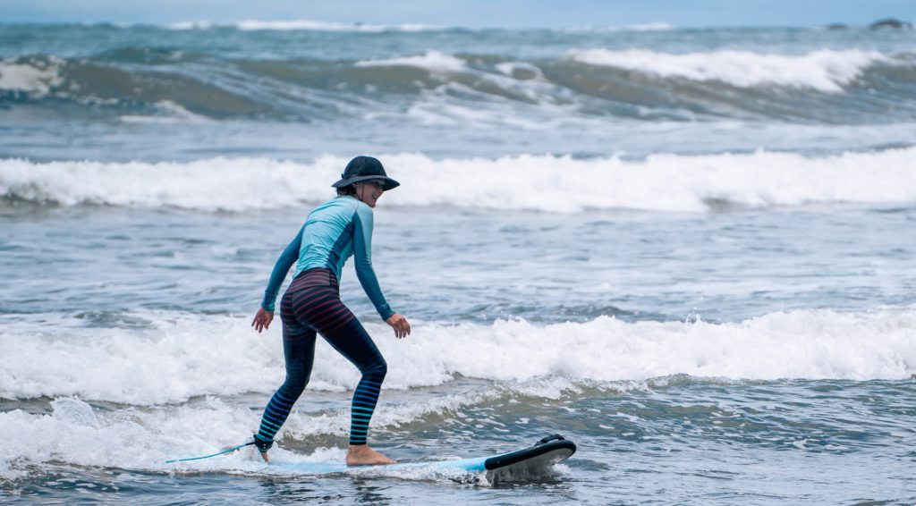 Speeding up on a surfboard