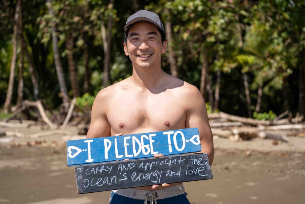 Ocean guardian making a commitment to protect the Ocean.