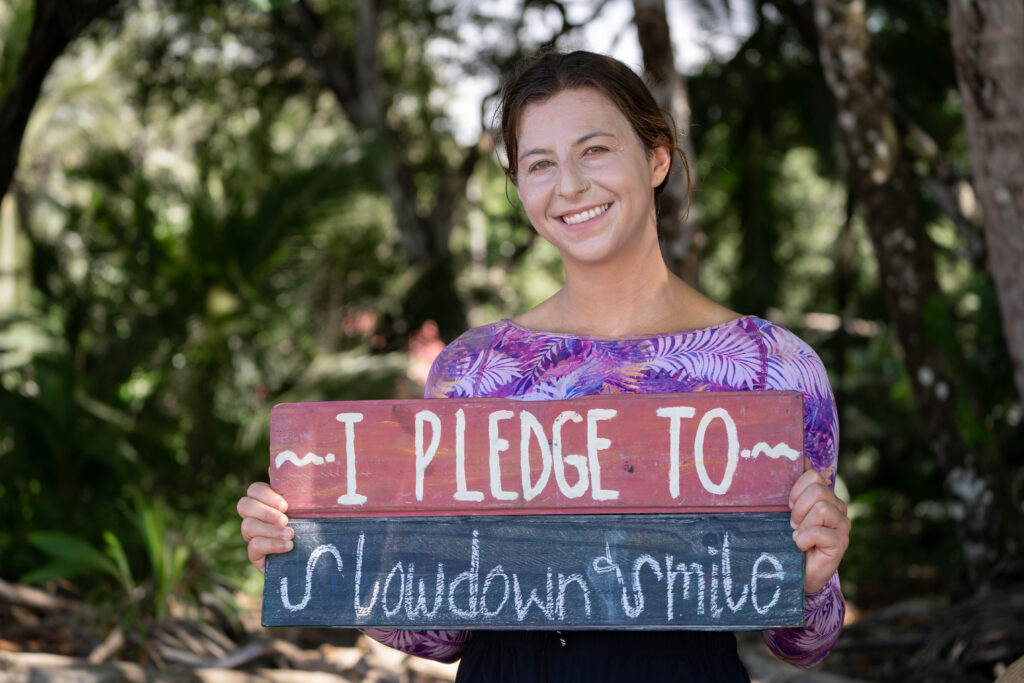 Making a pledge at Bodhi Surf + Yoga in Uvita, Costa Rica